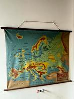 Vintage canvas landkaart schoolkaart Europa, Ophalen, Aardrijkskunde