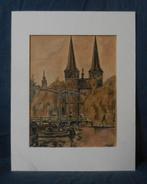 Aquarel Gezicht op Oostpoort Delft A. Koster, Antiek en Kunst, Kunst | Schilderijen | Klassiek, Ophalen of Verzenden