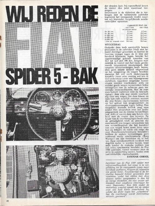 Reportage FIAT 1500 Spider, Autovisie 1965., Boeken, Auto's | Folders en Tijdschriften, Nieuw, Overige merken, Ophalen of Verzenden