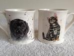 🐾2 Prachtige BREE MERRIJN Mokken/ Bekers HOND & POES., Nieuw, Ophalen of Verzenden, Overige stijlen, Kop(pen) en/of Schotel(s)