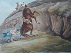 Kleurenlitho vallend paard en ruiter, Henry Alken 1818, Antiek en Kunst, Kunst | Litho's en Zeefdrukken, Verzenden