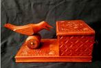 Houten sigarettendoos met vogel, Antiek en Kunst, Ophalen of Verzenden
