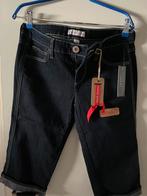 Tommy jeans donkerblauw maat 40 stretch knie lengte met omsl, Nieuw, Blauw, Tommy hilfiger dames, W30 - W32 (confectie 38/40)