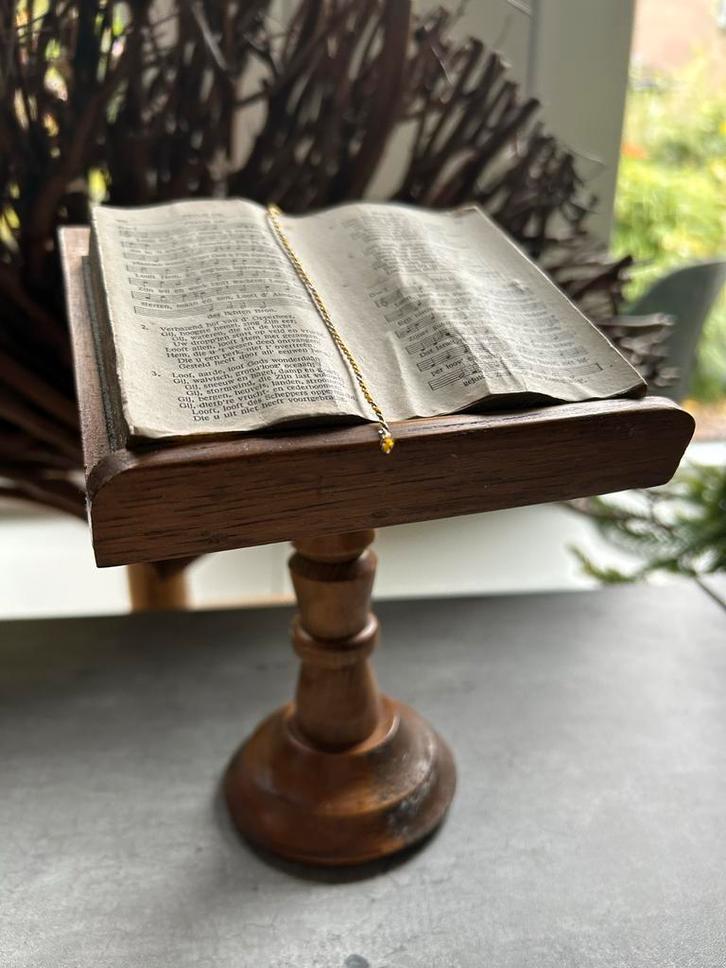 Antiek oud Mini Bijbel Lessenaartje - Antiek Decoratief Stuk, Antiek en Kunst, Antiek | Boeken en Bijbels, Ophalen of Verzenden