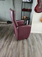 4 Rode Leren Eetkamerstoelen op Wieltjes, Huis en Inrichting, Stoelen, Ophalen, Leer, Zo goed als nieuw, Vier