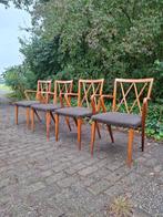 4 Midcentury vintage design stoelen Patijn Zijlstra, Midcentury Modern, Hout, Gebruikt, Bruin