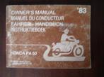 Honda PA50 1983 instructie boekje owner's manual Camino, Fietsen en Brommers, Handleidingen en Instructieboekjes, Ophalen of Verzenden