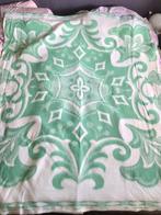 Vintage deken 165 x 200 groen wit, Gebruikt, Ophalen of Verzenden