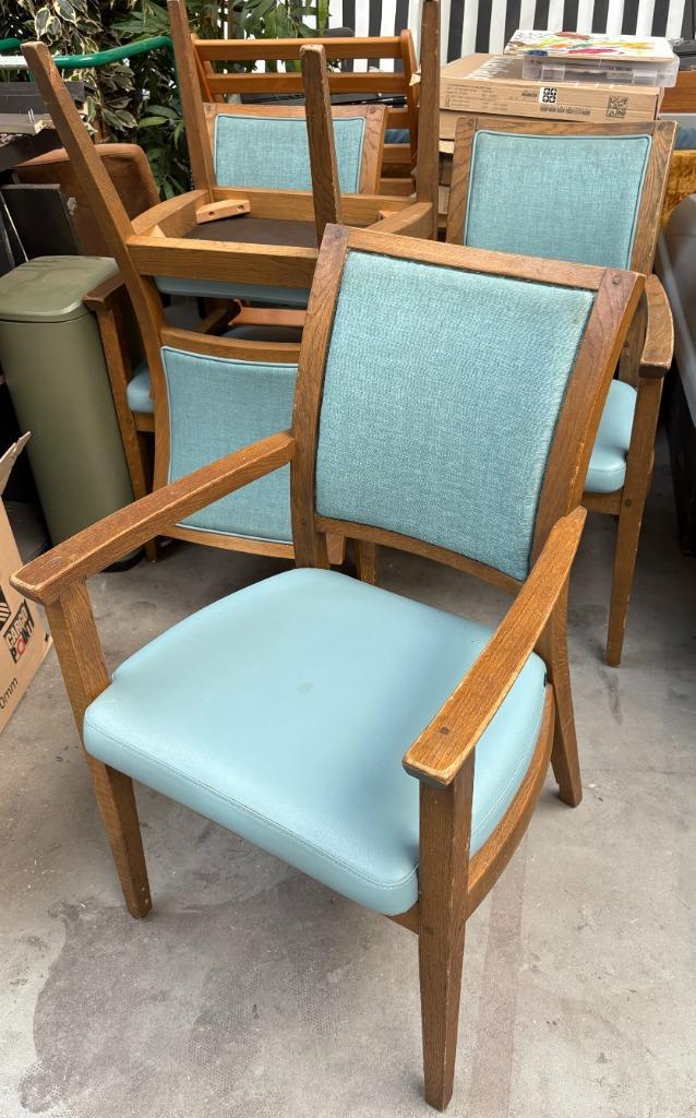 Bannink eetkamer stoelen, Huis en Inrichting, Stoelen, Gebruikt, Vier, Hout, Kunststof, Blauw, Ophalen