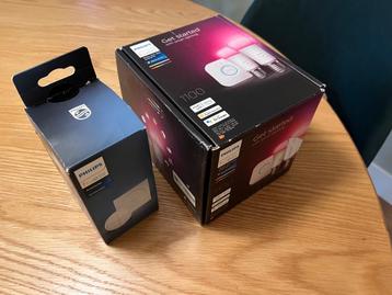 Philips hue set 2x E27 lamp RGBW, bridge en Tap dial switch beschikbaar voor biedingen