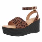Dames wedge sandalen sleehak bruin panter 36 37 38 39 40 41, Ophalen of Verzenden, Nieuw, Bruin, Sandalen of Muiltjes