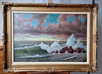 Prachtig Schilderij klassiek/zeezicht/met antieke lijst  beschikbaar voor biedingen