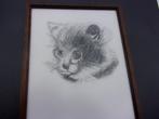 schets poes, Minder dan 50 cm, Ophalen of Verzenden, Zo goed als nieuw, Schilderij