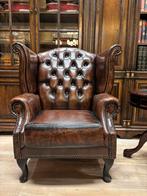 Chesterfield king side oorfauteuil bruin gevlamd, Huis en Inrichting, Fauteuils, Ophalen, Chesterfield brand, Info@chesterfieldjunkie.nl
