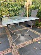 Brocante tuintafel metaal, Tuin en Terras, Ophalen, Gebruikt, Rechthoekig, Metaal