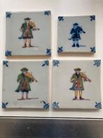 Set van 4 Delfts  figurentegels - vioolspelende muzikant, Antiek en Kunst, Ophalen of Verzenden
