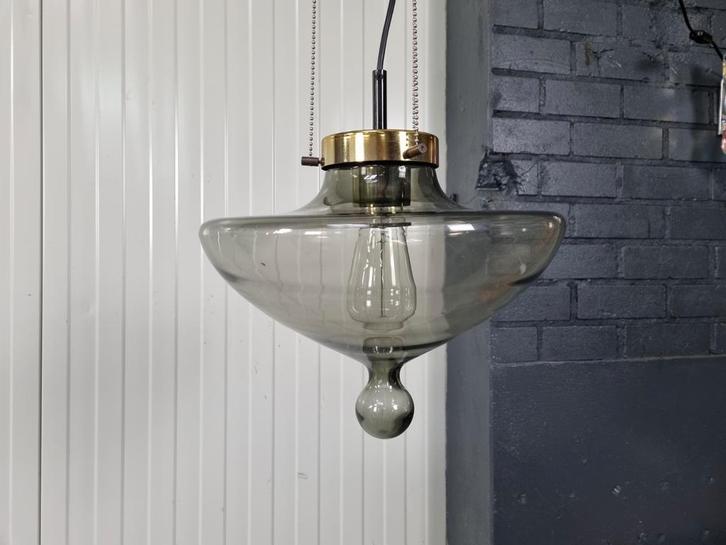 Vintage hanglamp Raak High Chalarral, Huis en Inrichting, Lampen | Hanglampen, Gebruikt, 75 cm of meer, Glas, Metaal, Ophalen of Verzenden