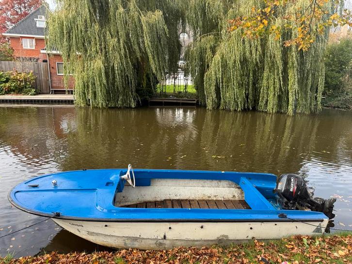 Sloep 4.20m met Suzuki 9.9pk en dekzeil, Watersport en Boten, Motorboten en Motorjachten, Gebruikt, Polyester, Tot 6 meter, Benzine