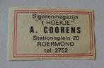 Sigarenmagazijn   't HOEKJE  Stationsplein  20  ROERMOND, Verzenden, Zo goed als nieuw, Luciferdoosjes of -merken