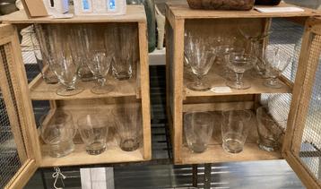 Brocante geëtste glazen - glaasjes & glazen onderzetters. beschikbaar voor biedingen
