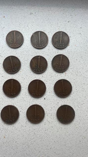 12 munten van 1 cent munten 1948 beschikbaar voor biedingen