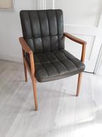 Vintage design stoel Fröscher groen leder, Huis en Inrichting, Stoelen, Ophalen, Gebruikt, Overige kleuren, Eén