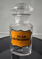 Antieke Glazen Apothekerspot Kalium Sulfoqaujacolsufonaat, Ophalen of Verzenden