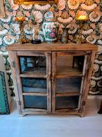 Indiase geleefde vitrinekast, Huis en Inrichting, Kasten | Buffetkasten, Ophalen, Met deur(en), Indiaas, Glas