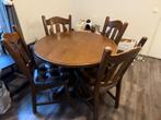 dining table with 4 matching chairs, Ophalen, Gebruikt, Classic,  solid wood, 4 tot 6 stoelen