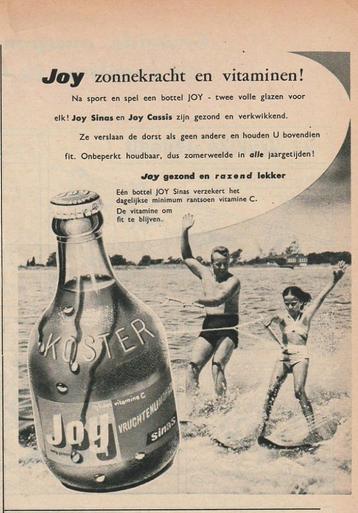Retro reclame 1955 Joy frisdrank waterskieën op meer beschikbaar voor biedingen