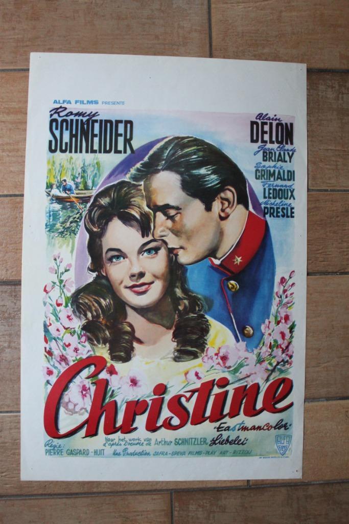 filmaffiche Christine Alain Delon Romy Schneider filmposter, Verzamelen, Posters, Zo goed als nieuw, Film en Tv, A1 t/m A3, Rechthoekig Staand