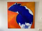 Modern schilderij: Indigo blauwe koe op oranje, Antiek en Kunst, Kunst | Schilderijen | Modern, Ophalen