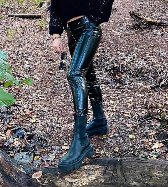 GAUDI lakleren broek mt S, Kleding | Dames, Broeken en Pantalons, Zo goed als nieuw, Maat 36 (S), Zwart, Lang, Verzenden