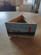 Handgeschilderde Pennenbakje Wadden eiland Texel strand, Tuin en Terras, Ophalen of Verzenden, Rond, Metaal, Minder dan 30 cm