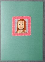 kaart met geborduurde Mona Lisa (1819), Hobby en Vrije tijd, Kaarten | Zelfgemaakt, Ophalen of Verzenden, Nieuw, Overige thema's