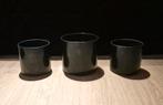Set van 3 zwarte bloempotten, Huis en Inrichting, Woonaccessoires | Vazen, Ophalen, Overige materialen, Zwart, Zo goed als nieuw