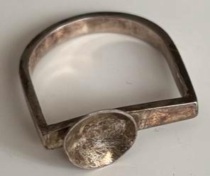 Abstracte Zilveren Ring - Minimalistisch Design maat 19 beschikbaar voor biedingen