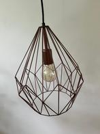 Koperkleurige metalen lamp Eglo Carlton met vintage gloeilam, Ophalen, Zo goed als nieuw, Metaal, Minder dan 50 cm
