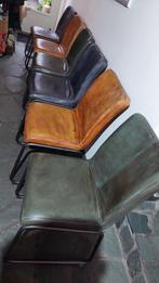 eetkamerstoelen modern  echt  leer 6stuks, Huis en Inrichting, Stoelen, Ophalen, Overige kleuren, Zo goed als nieuw, Metaal