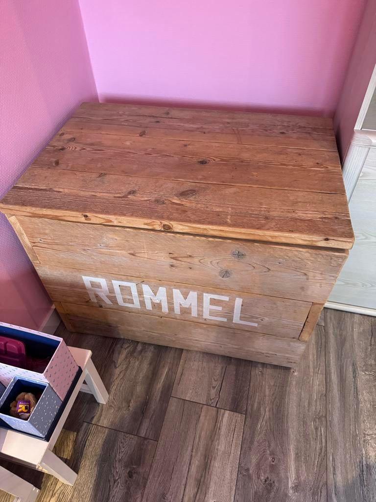 Steigerhouten Opbergkist op Wielen - Speelgoedkist, Ophalen, Gebruikt, Kast