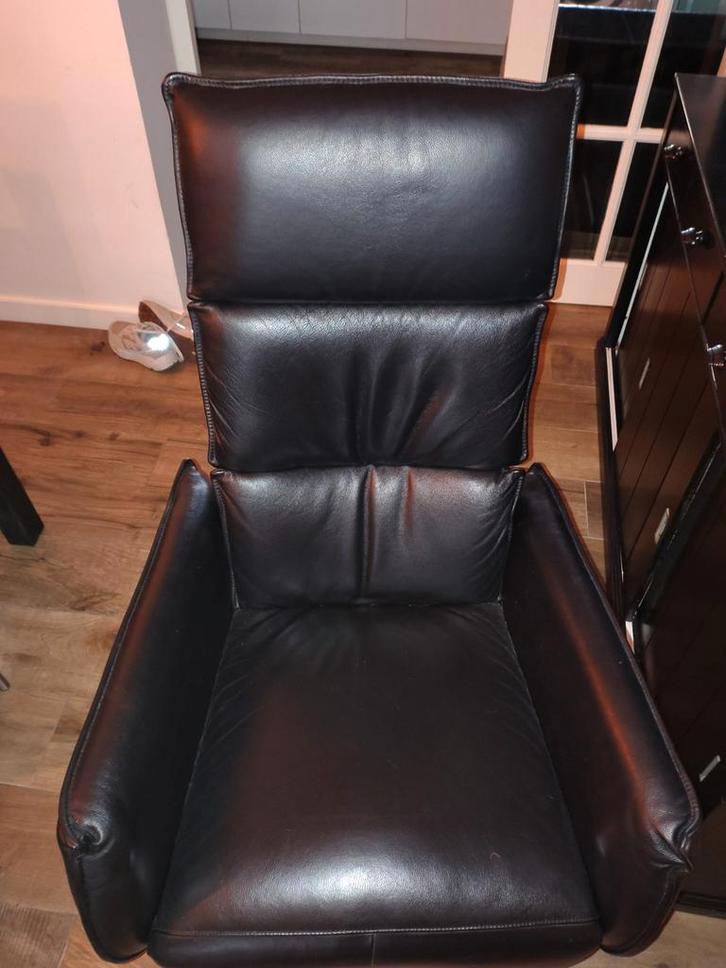 Leren Relaxfauteuil Draaivoet mechanisch slank aanzien, Huis en Inrichting, Fauteuils, Zo goed als nieuw, Kunststof, Leer, 50 tot 75 cm