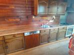 Massieve houten keuken, Huis en Inrichting, Keuken | Complete keukens, Gebruikt, Bruin, Enkelwandige keuken, Ophalen of Verzenden