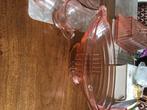 Oude glazen art deco schaal rose, Ophalen