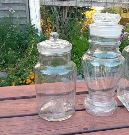 2x oude snoeppot, stolppot, voorraadpot antiek., Antiek en Kunst, Antiek | Glas en Kristal, Ophalen of Verzenden