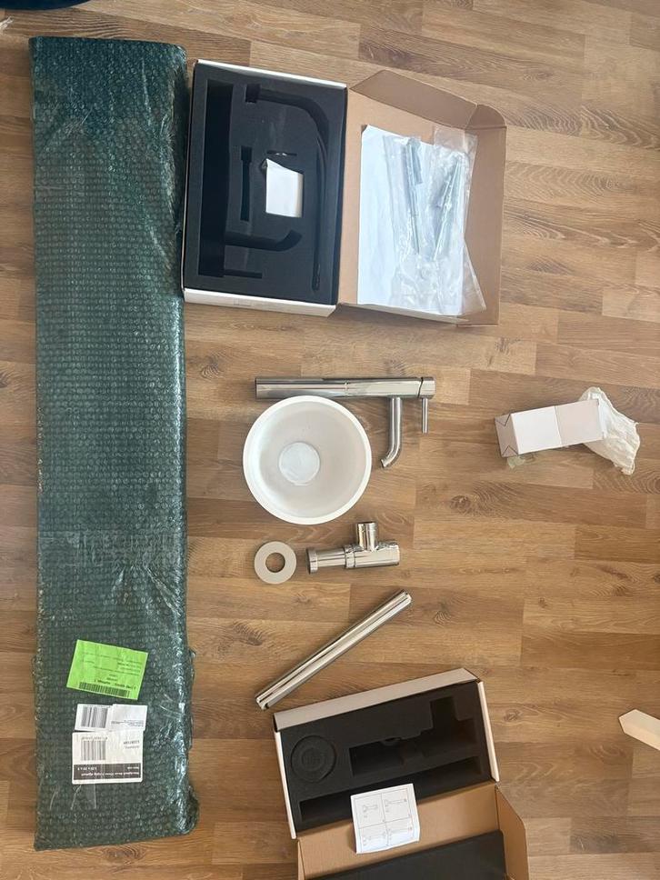 Moderne bathroom sink, Huis en Inrichting, Keuken | Complete keukens, Zo goed als nieuw, Hoekkeuken, Wit, Kunststof, Greeploos