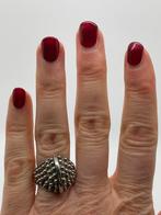 B37 Prachtige zilveren ring brutalist maat 19, Ophalen of Verzenden, Zilver, Ring