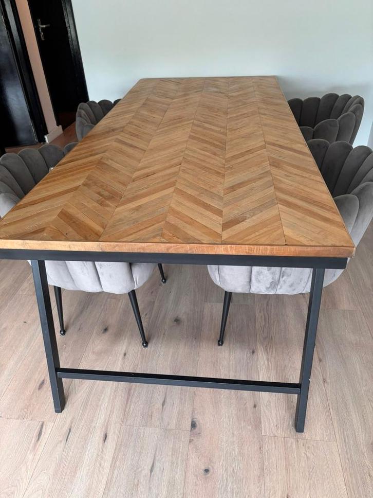 MOOIE GROTE EETKAMER TAFEL MET VISGRAAT BLAD, Huis en Inrichting, Tafels | Eettafels, Zo goed als nieuw, 50 tot 100 cm, 200 cm of meer