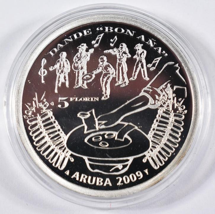 Aruba 5 Florin 2009 - Dande at New Year's., Postzegels en Munten, Munten | Nederland, Losse munt, Overige waardes, Koningin Beatrix