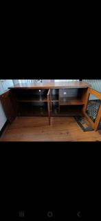 Mooie eiken TV kast met glazen deur, Ophalen, Gebruikt, Landelijk, Minder dan 100 cm