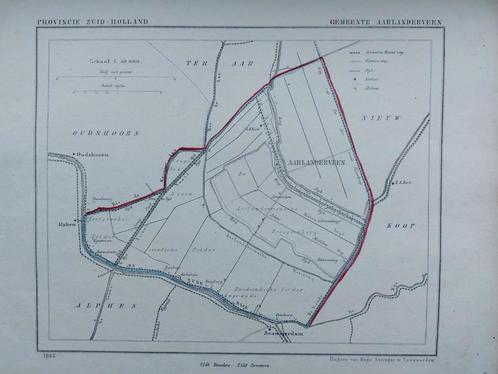 AG2 / Litho van Kuyper uit 1865 van Aarlanderveen ZH, Antiek en Kunst, Kunst | Litho's en Zeefdrukken, Ophalen of Verzenden